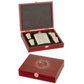 6 oz Stainless Steel Flask Set in Rosewood Presentation Box